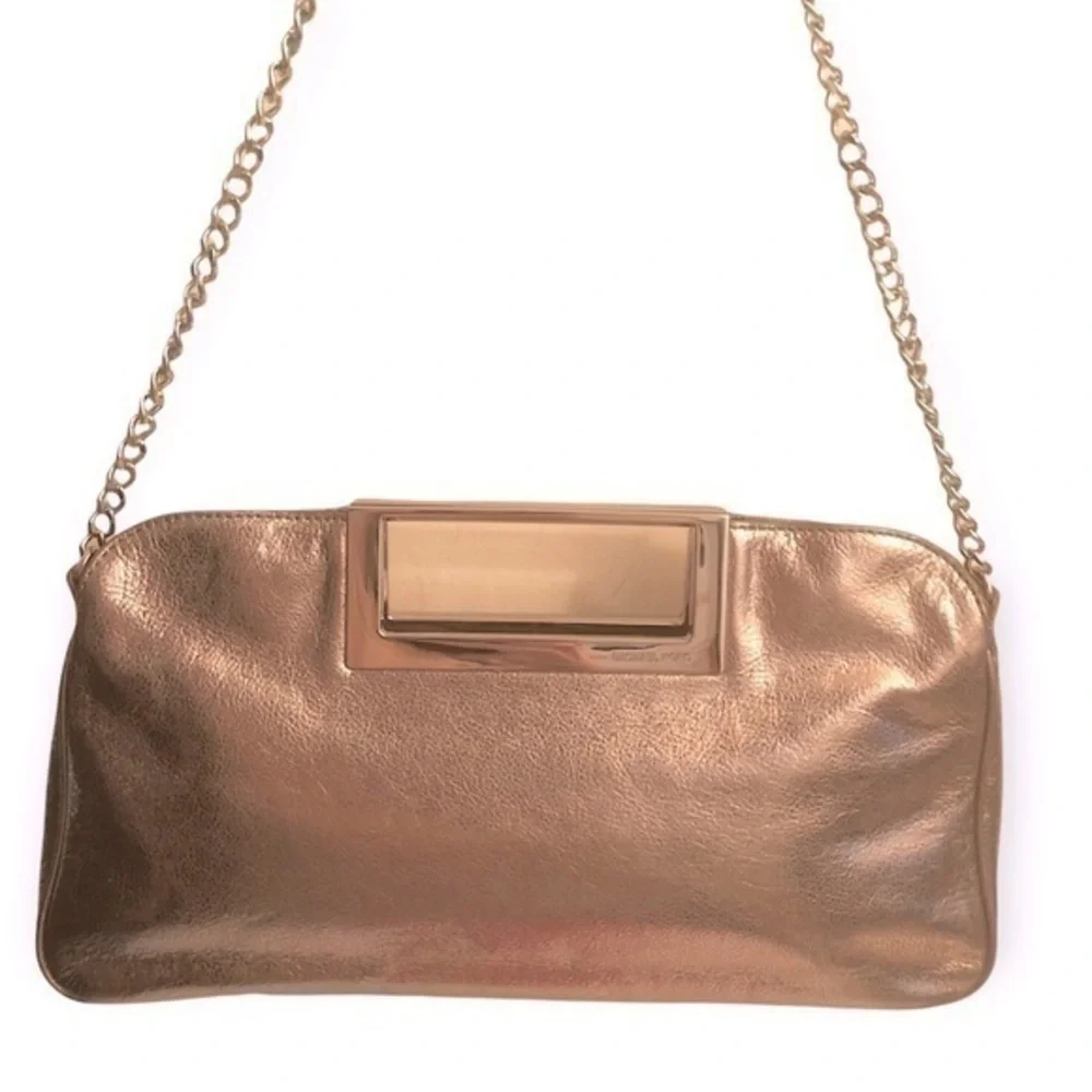 Michael kors silver leather convertible clutch bag